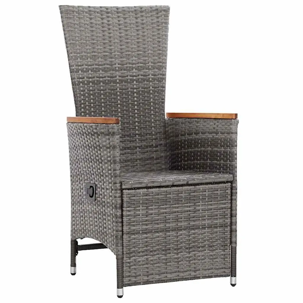 Reclining Garden Chairs 2 pcs with Cushions Outdoor Seating Poly Rattan Grey