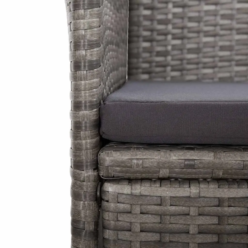 Reclining Garden Chairs 2 pcs with Cushions Outdoor Seating Poly Rattan Grey