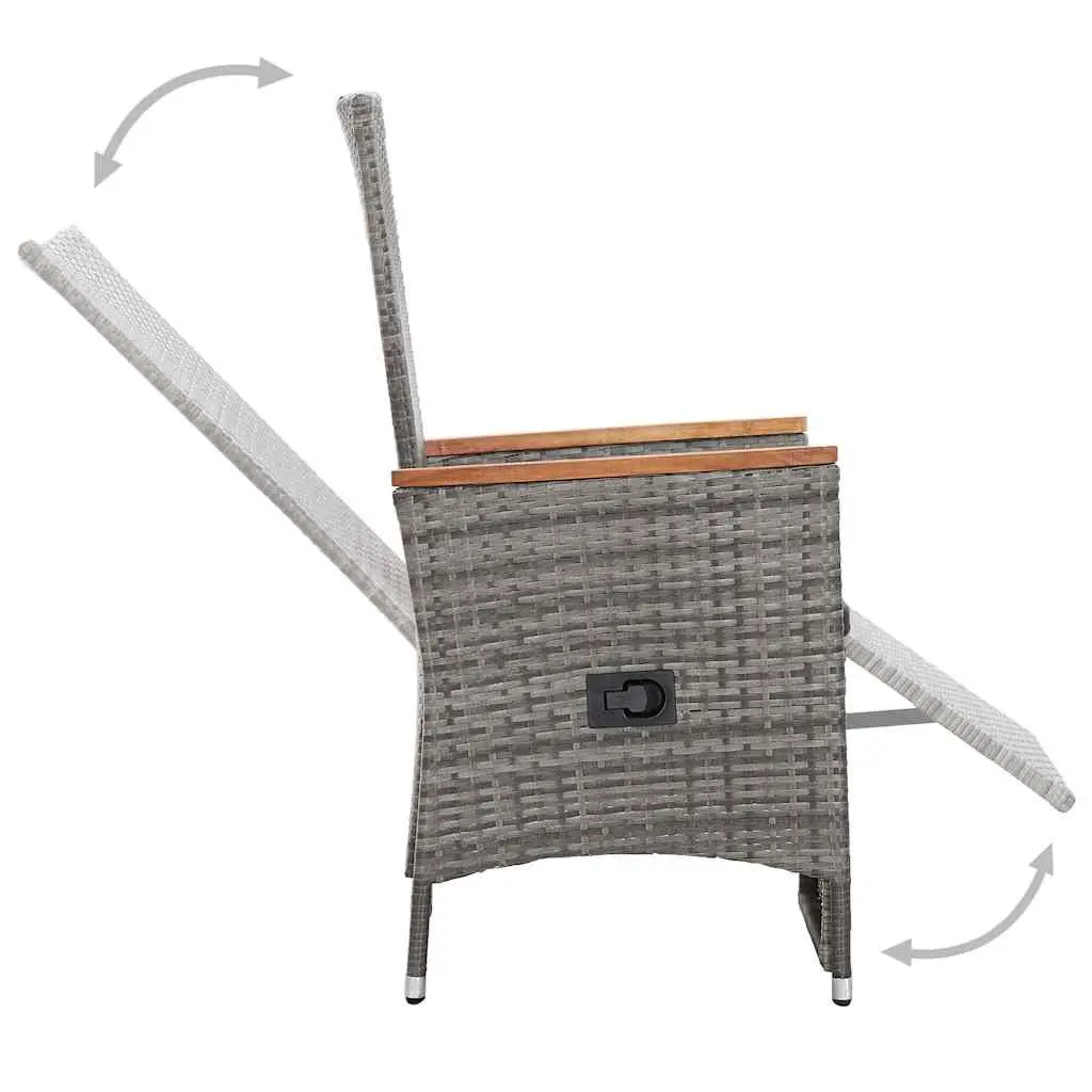 Reclining Garden Chairs 2 pcs with Cushions Outdoor Seating Poly Rattan Grey