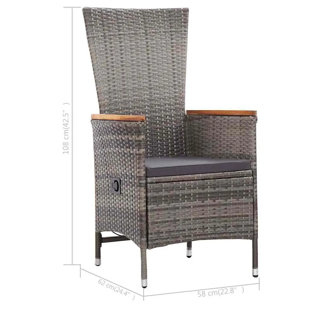 Outdoor Armchairs 2 pcs Set Garden Patio Seating with Cushions Grey