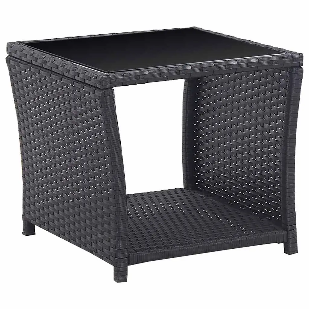 Outdoor Bistro Set Poly Rattan Black 3 Piece with Cushions