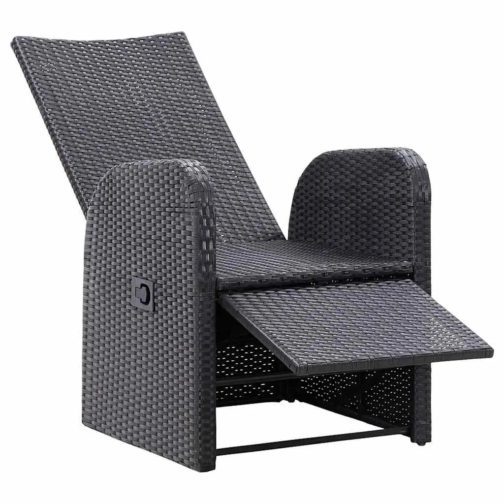 Outdoor Bistro Set Poly Rattan Black 3 Piece with Cushions