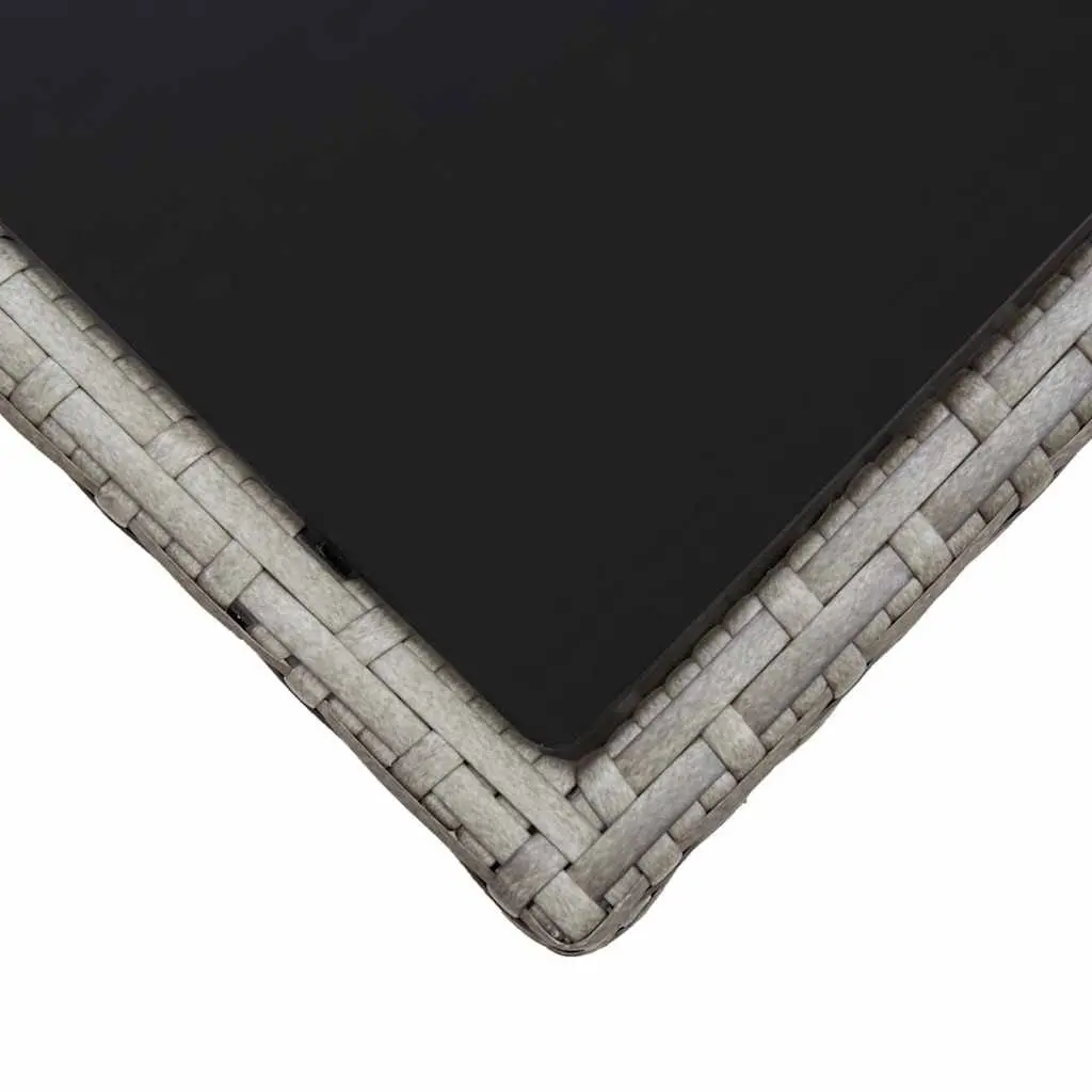 Grey Poly Rattan Coffee Table with Glass Top