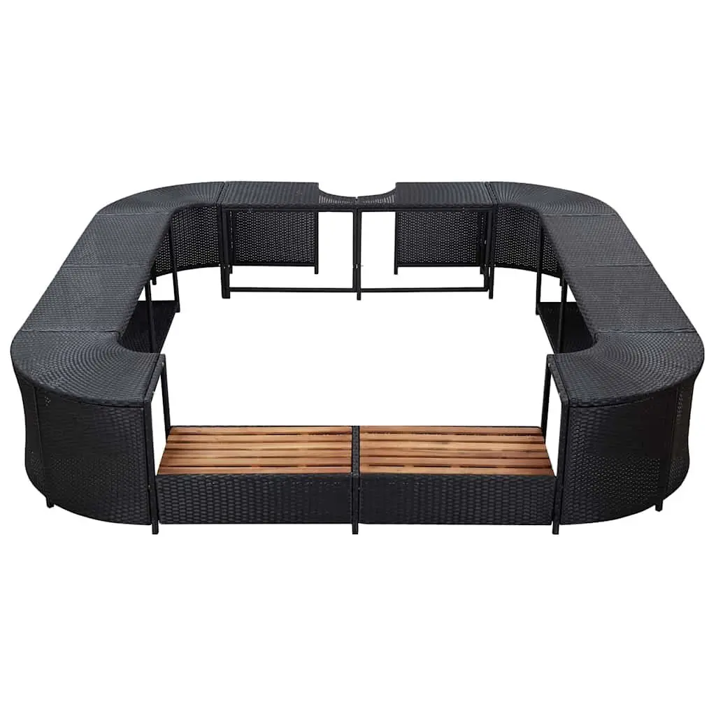 Square Hot Tub Enclosure with Steps in Black