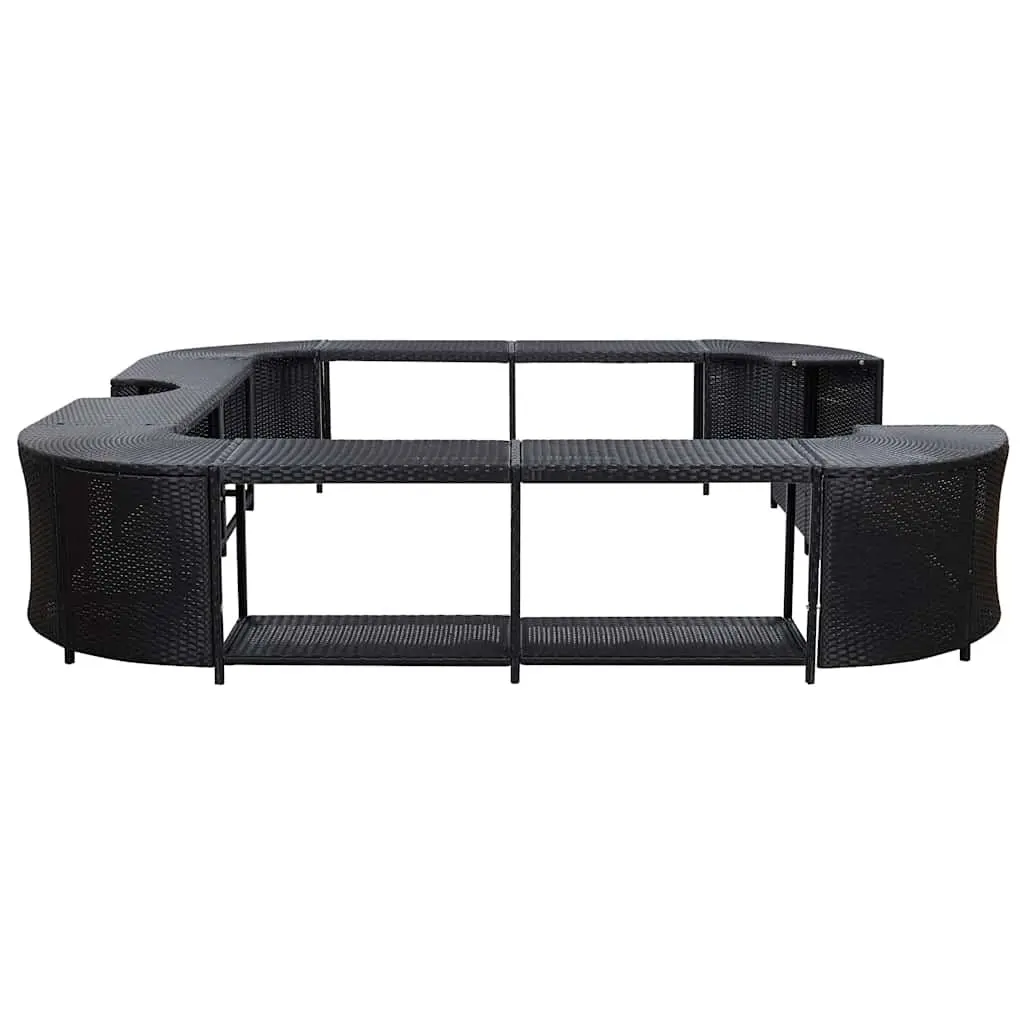 Square Hot Tub Enclosure with Steps in Black