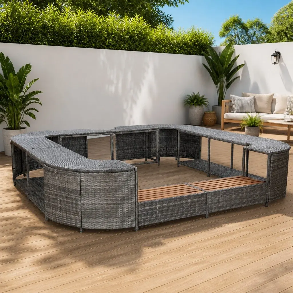 Grey 268cm Square Spa Surround for Hot Tubs