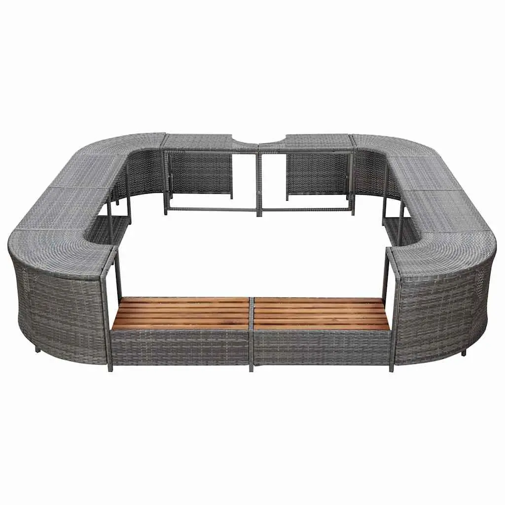 Square Spa Surround Poly Rattan 268cm Grey Outdoor Garden