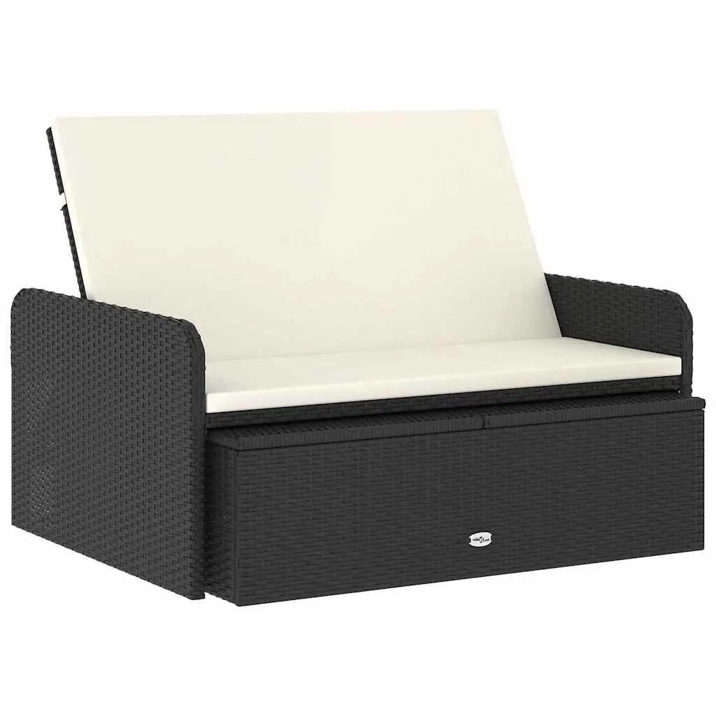 2 Piece Lounge Set PE Rattan Adjustable Sofa Black