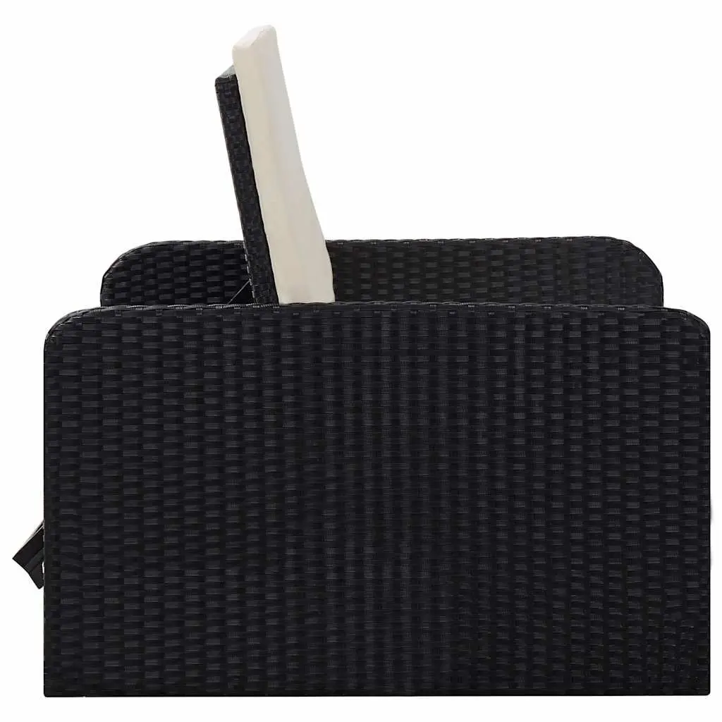 2 Piece Lounge Set PE Rattan Adjustable Sofa Black
