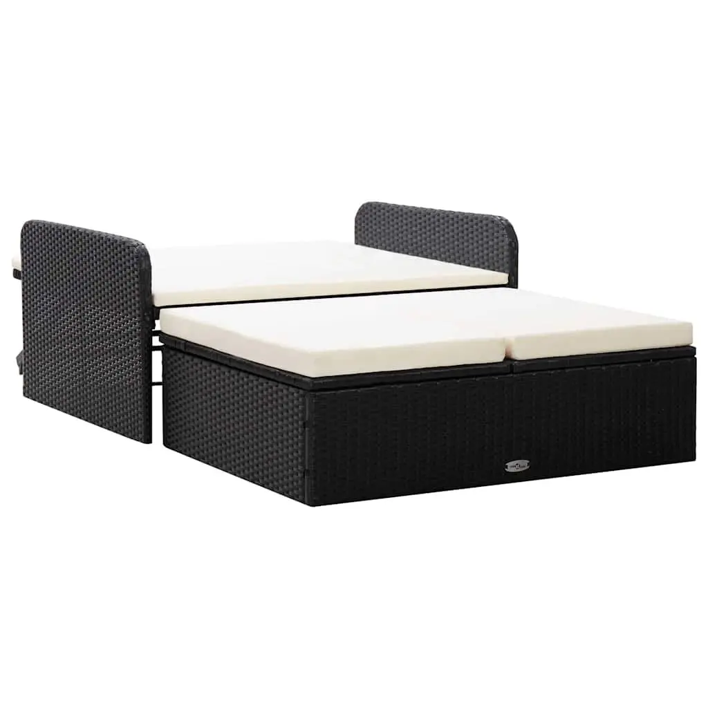 2 Piece Lounge Set PE Rattan Adjustable Sofa Black