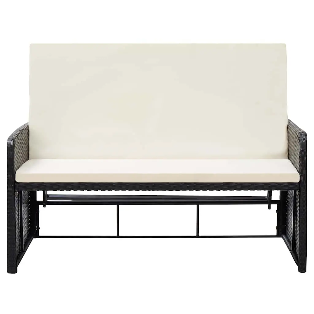 2 Piece Lounge Set PE Rattan Adjustable Sofa Black