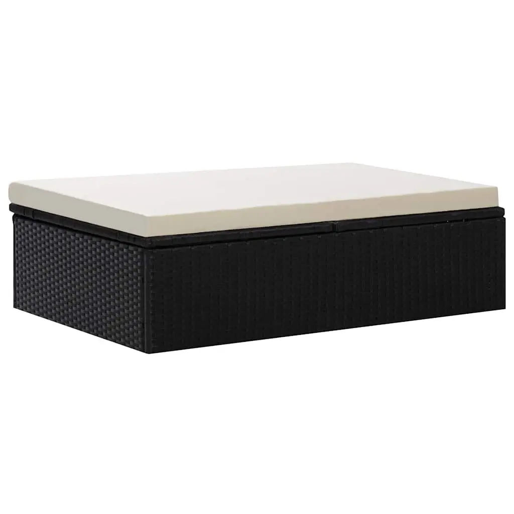 2 Piece Lounge Set PE Rattan Adjustable Sofa Black