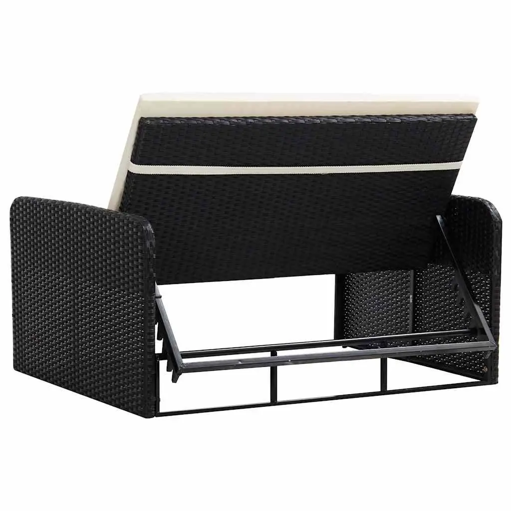 2 Piece Lounge Set PE Rattan Adjustable Sofa Black