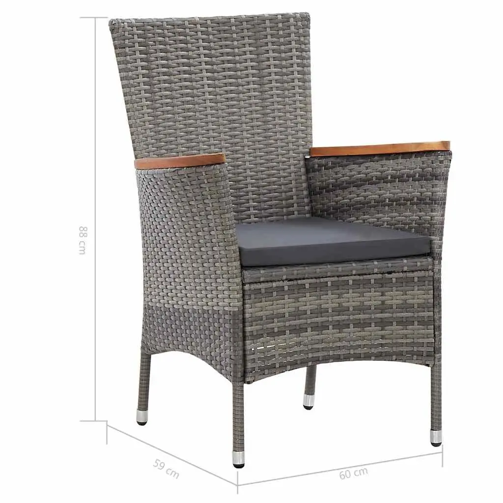 9 Piece Grey Garden Dining Set with Cushions