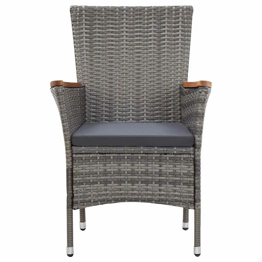 9 Piece Grey Garden Dining Set with Cushions