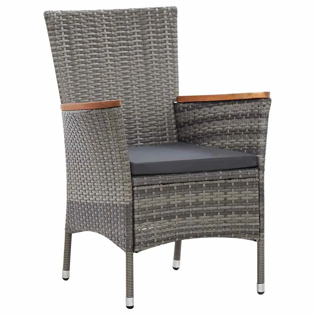 9 Piece Grey Garden Dining Set with Cushions