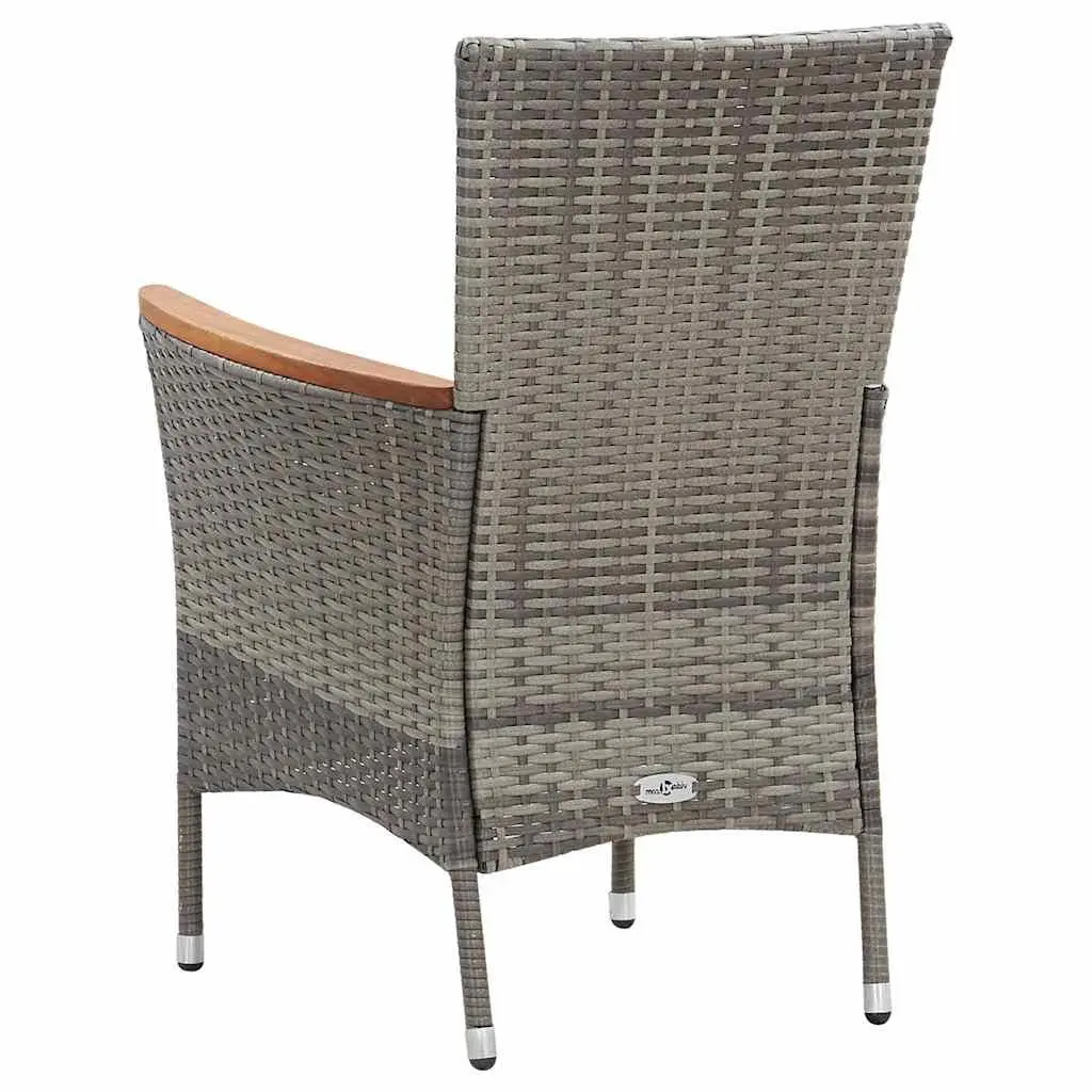 9 Piece Grey Garden Dining Set with Cushions
