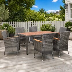 Stylish 7-Piece Grey Garden Dining Set with Cushions