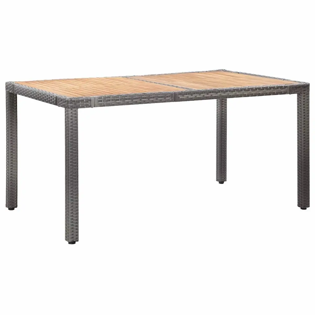 Dining Set 7 Piece PE Rattan Steel Frame Acacia Wood Grey