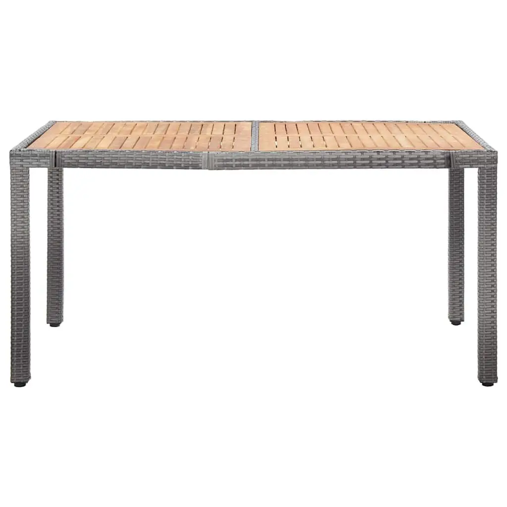 Dining Set 7 Piece PE Rattan Steel Frame Acacia Wood Grey