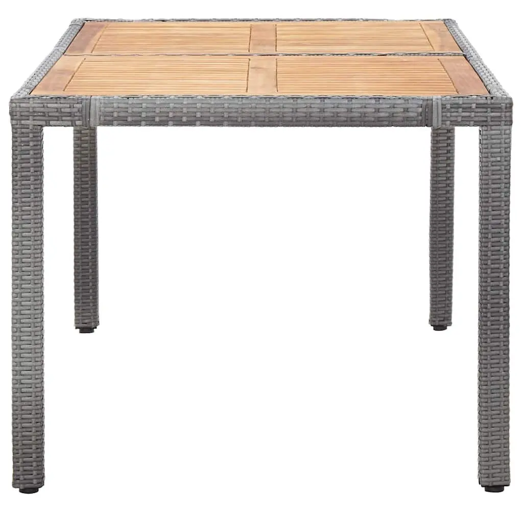Dining Set 7 Piece PE Rattan Steel Frame Acacia Wood Grey