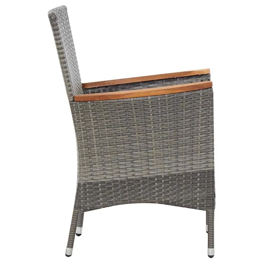 Dining Set 7 Piece PE Rattan Steel Frame Acacia Wood Grey