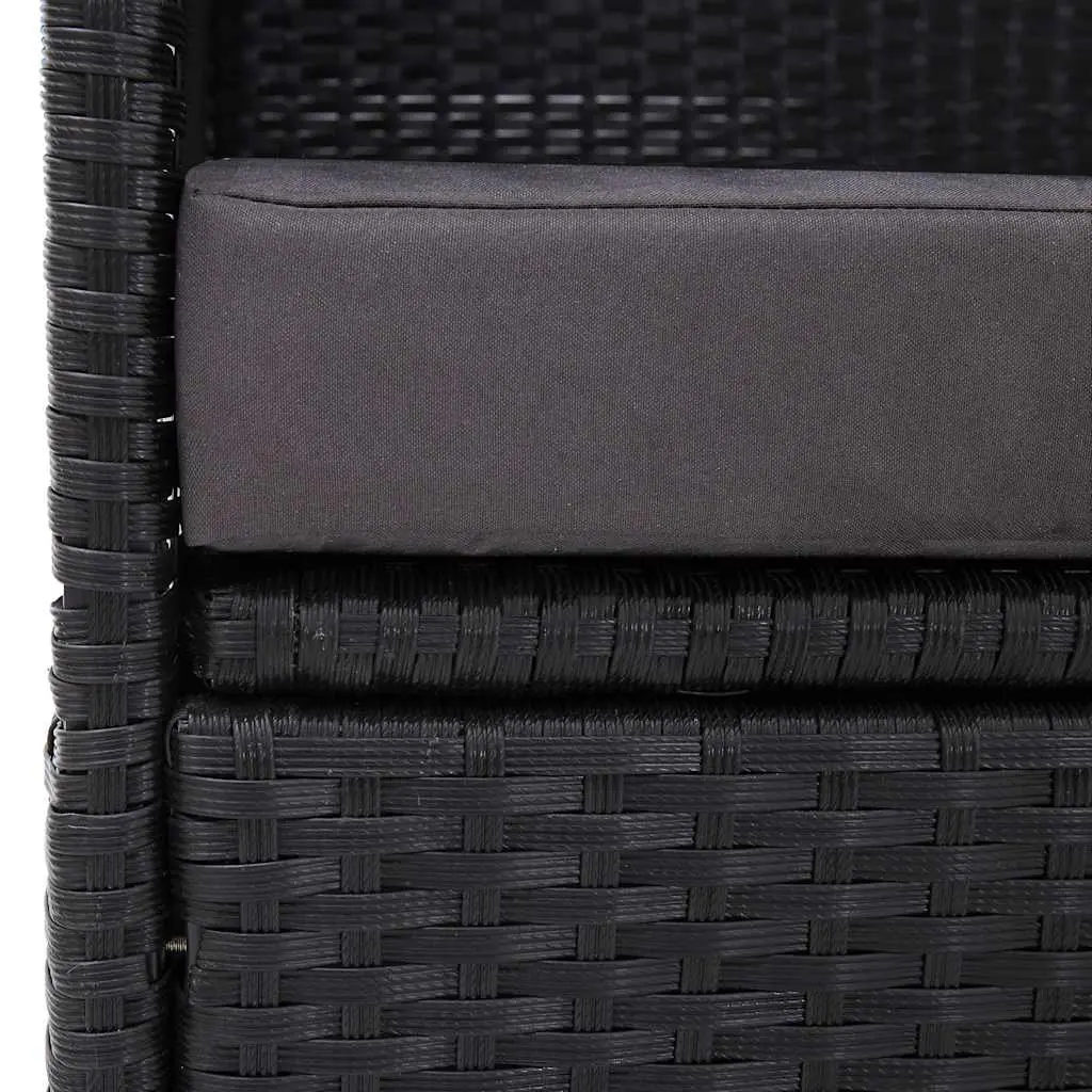 Outdoor Daybed Sun Lounger PE Rattan Steel Frame Black