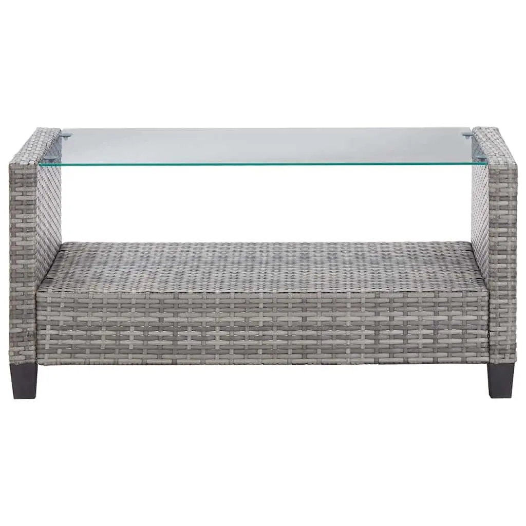 6-Piece Grey Poly Rattan Outdoor Garden Sofa Set