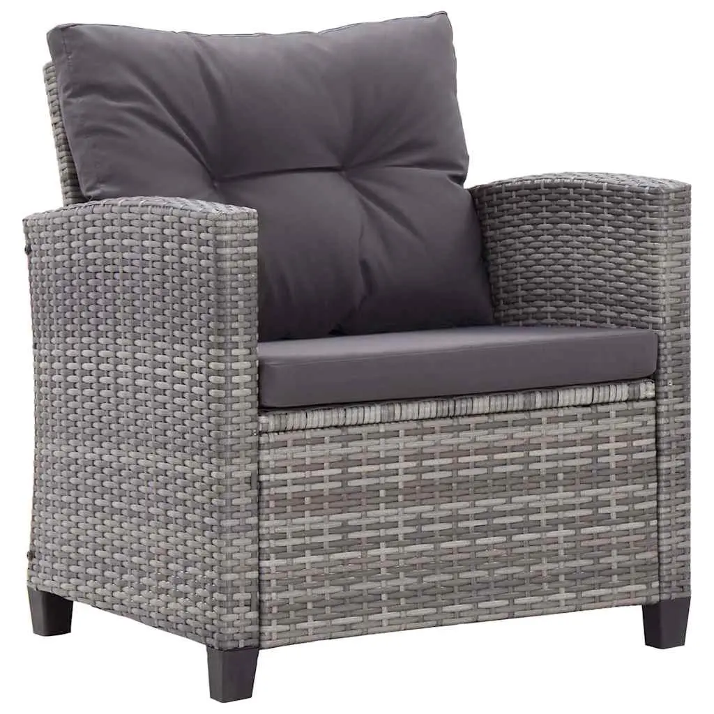 6-Piece Grey Poly Rattan Outdoor Garden Sofa Set