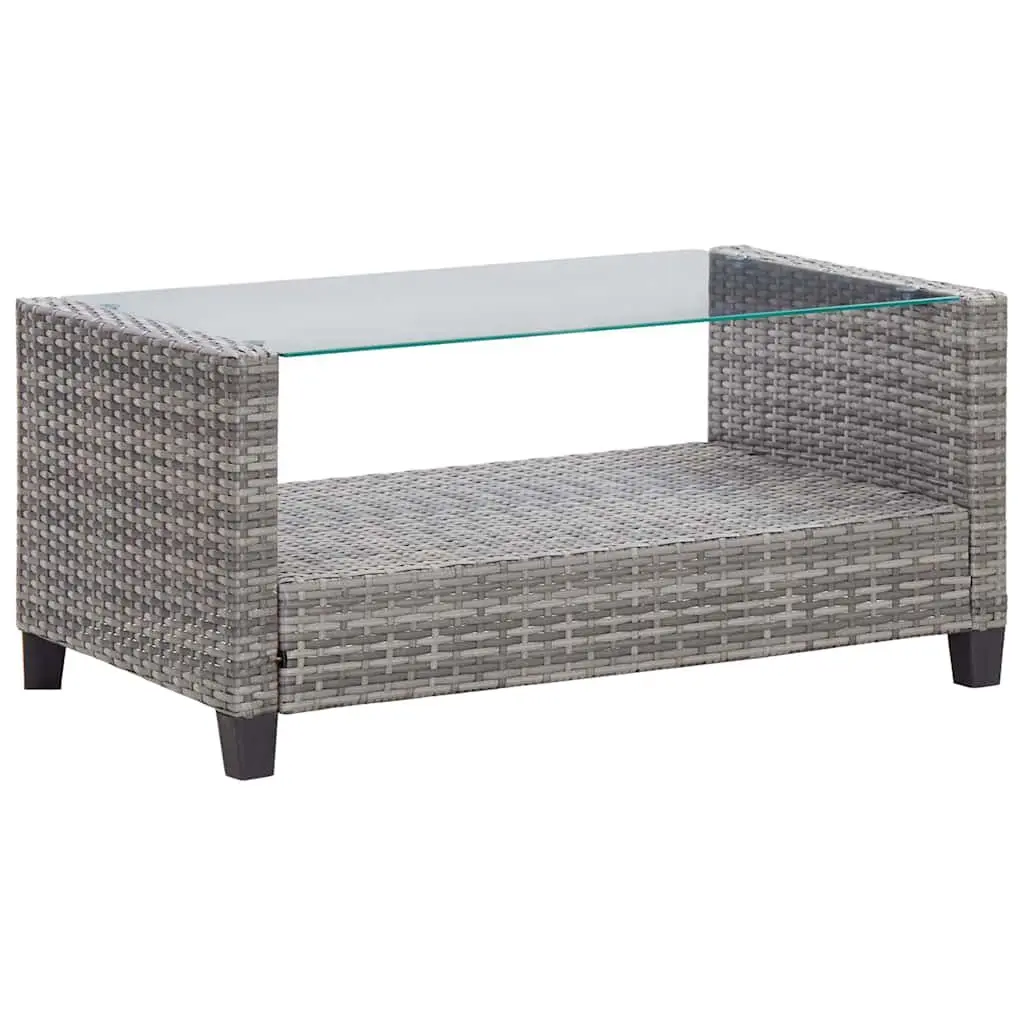 6-Piece Grey Poly Rattan Outdoor Garden Sofa Set