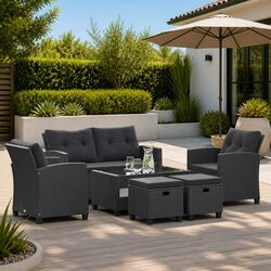 Durable 6-Piece Outdoor Garden Sofa Set with Cushions