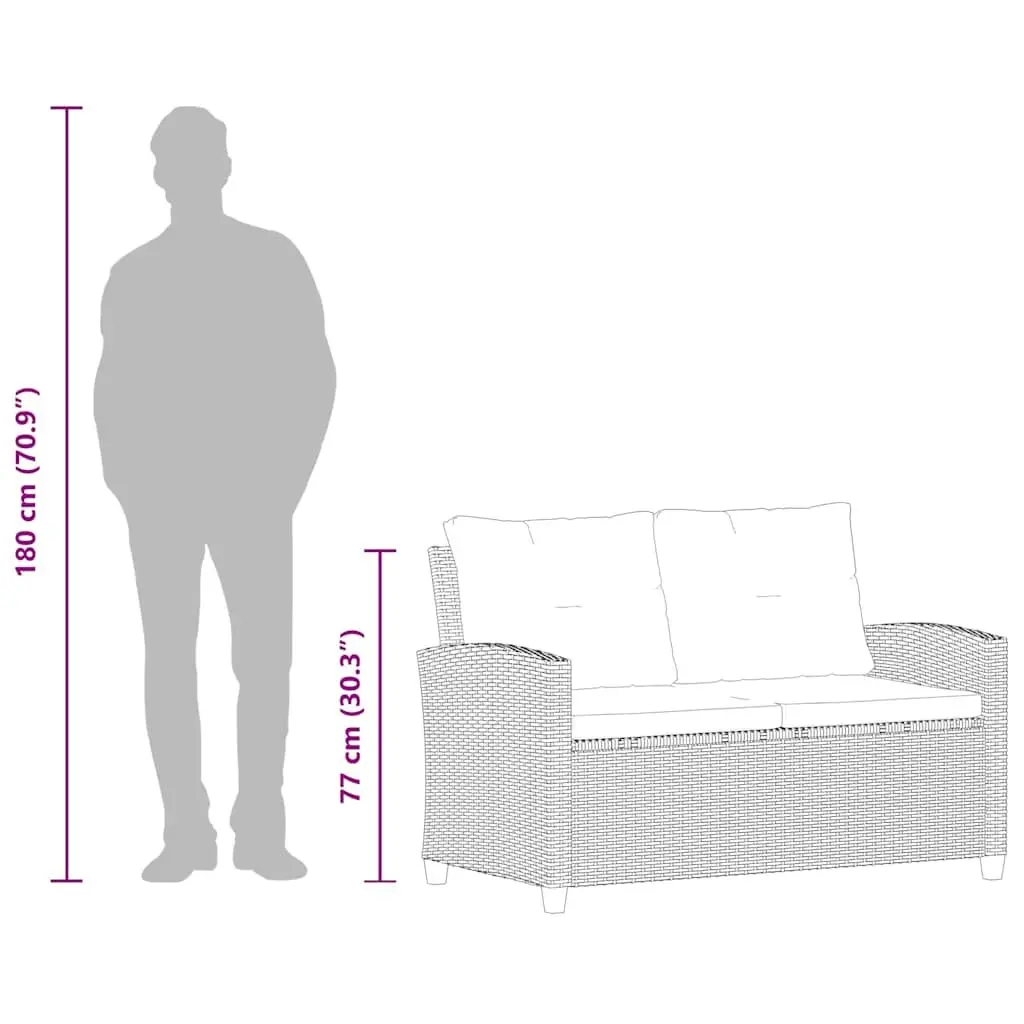 Grey Poly Rattan 2-Seater Outdoor Sofa