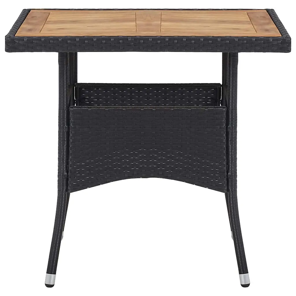 Outdoor Dining Table with Black PE Rattan