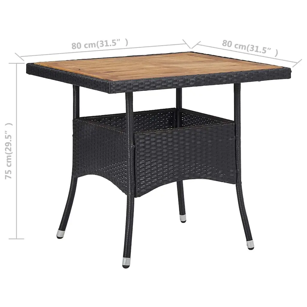 Outdoor Dining Table with Black PE Rattan