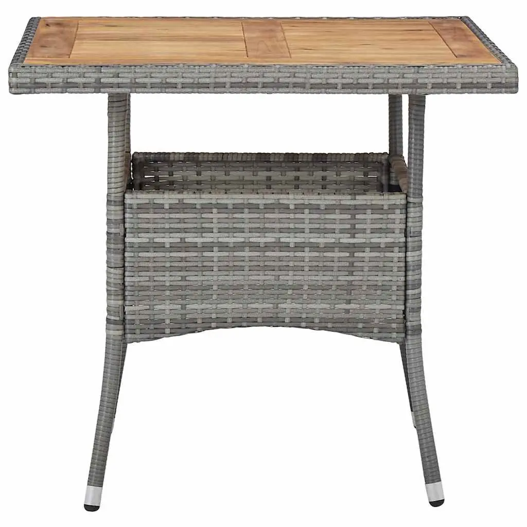 Outdoor Dining Table Acacia Wood Grey Poly Rattan 4 Seater