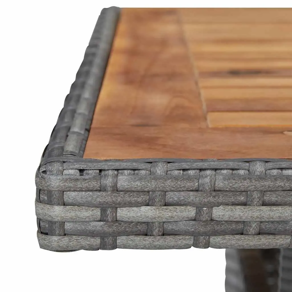 Outdoor Dining Table Acacia Wood Grey Poly Rattan 4 Seater