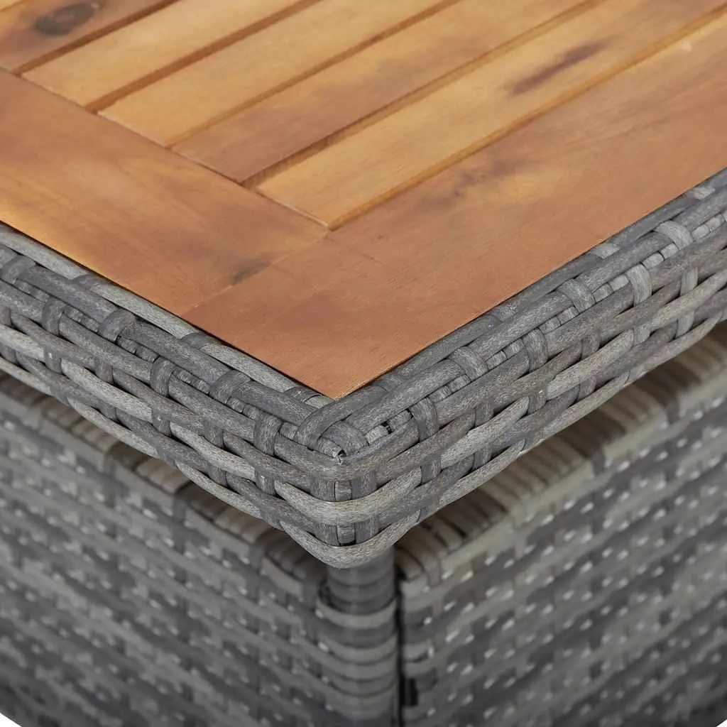 Outdoor Dining Table Acacia Wood Grey Poly Rattan 4 Seater