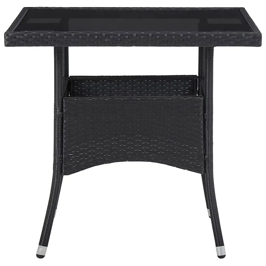 Black Poly Rattan Outdoor Dining Table for 4
