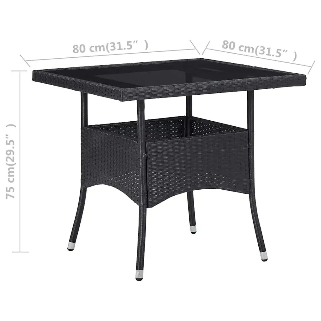 Black Poly Rattan Outdoor Dining Table for 4