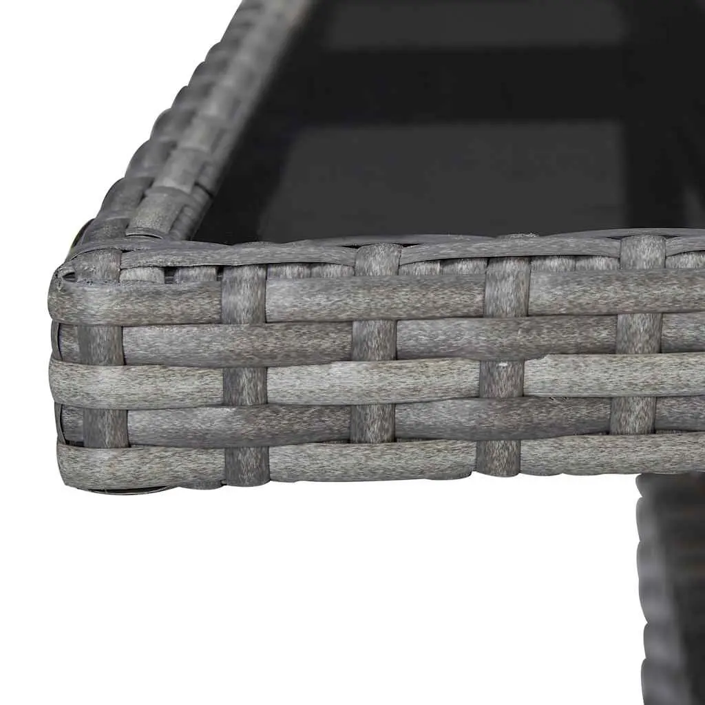 Grey Poly Rattan Dining Table for 4 Outdoor Patio