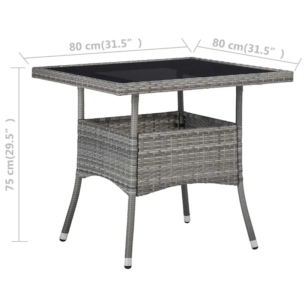 Grey Poly Rattan Dining Table for 4 Outdoor Patio