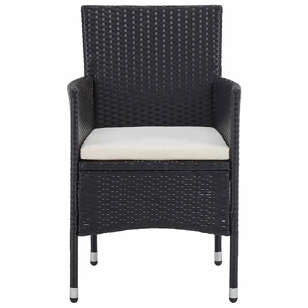 Black Poly Rattan Dining Chairs 2pc Set