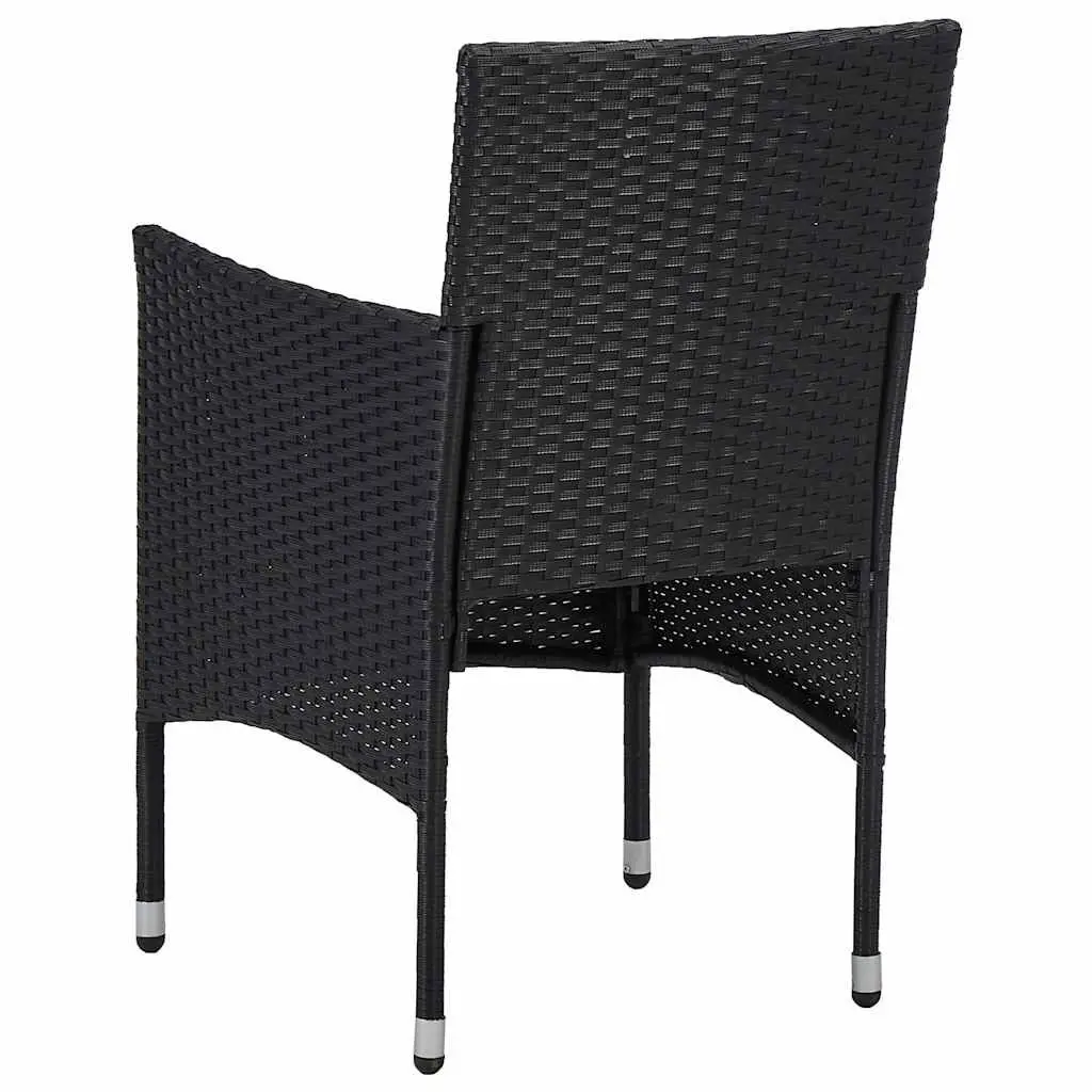 Black Poly Rattan Dining Chairs 2pc Set