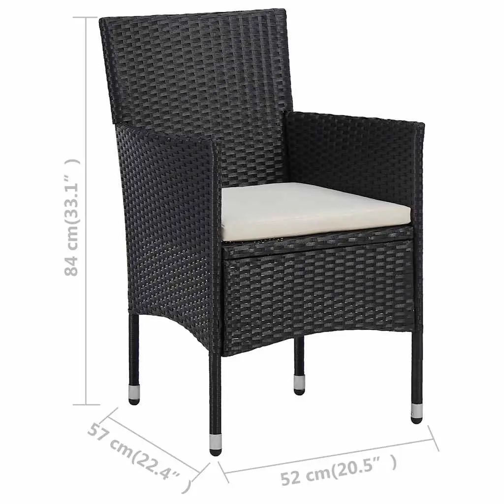Black Poly Rattan Dining Chairs 2pc Set