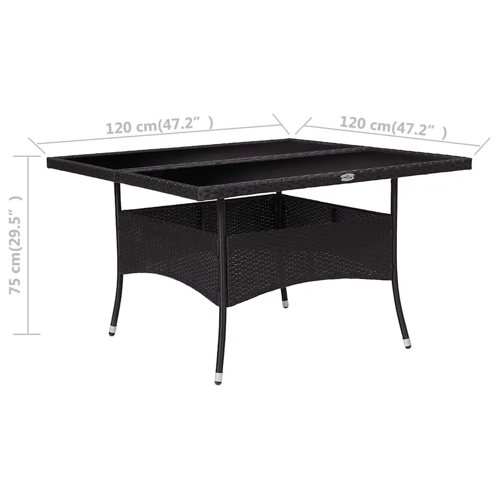 Outdoor Dining Table in Black Poly Rattan