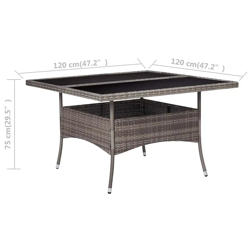 Grey Poly Rattan Outdoor Dining Table for 4