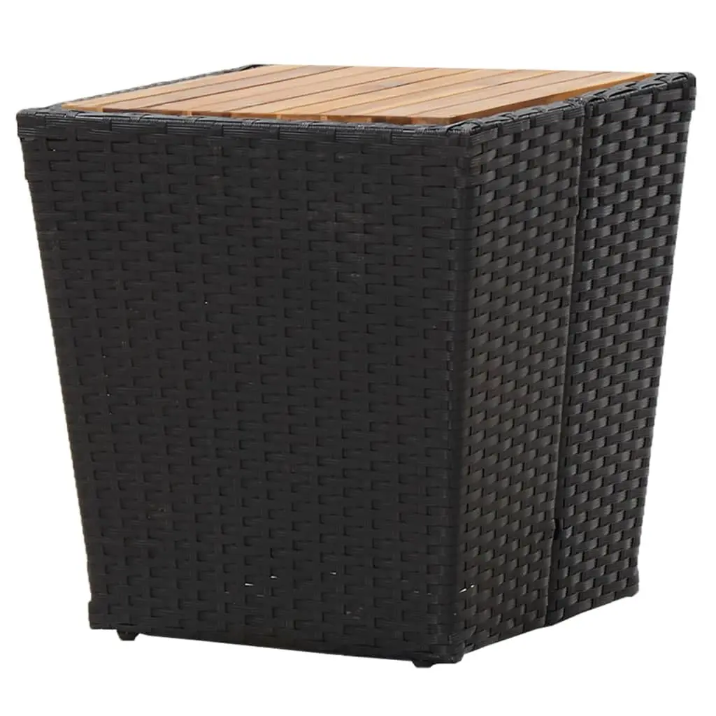 Black Outdoor Tea Table with Durable Acacia Wood Top