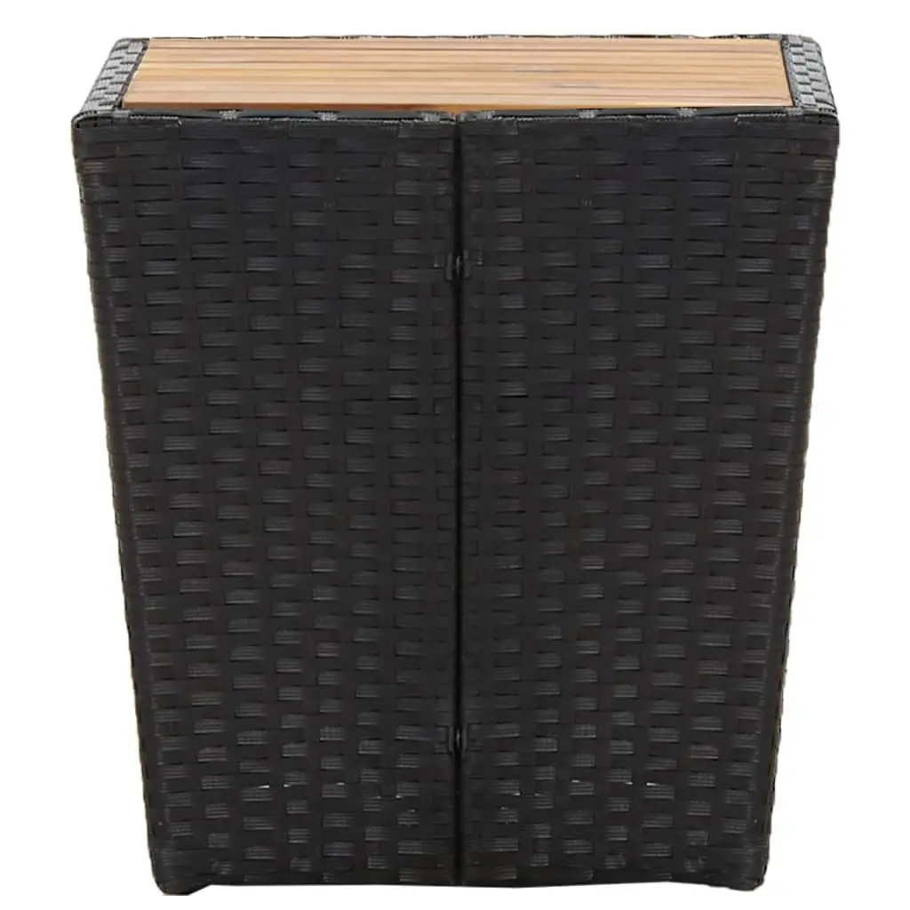 Black Outdoor Tea Table with Durable Acacia Wood Top