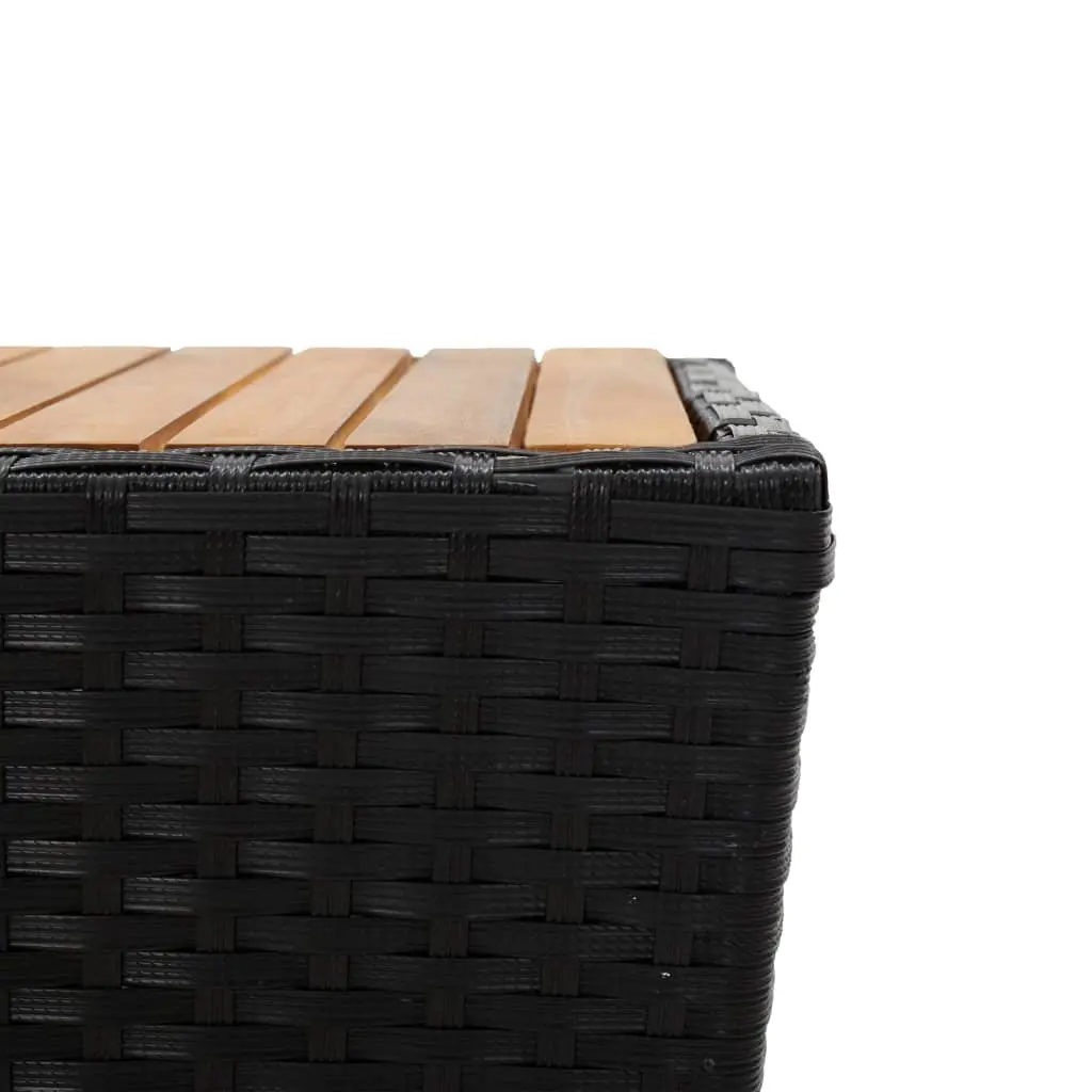 Black Outdoor Tea Table with Durable Acacia Wood Top