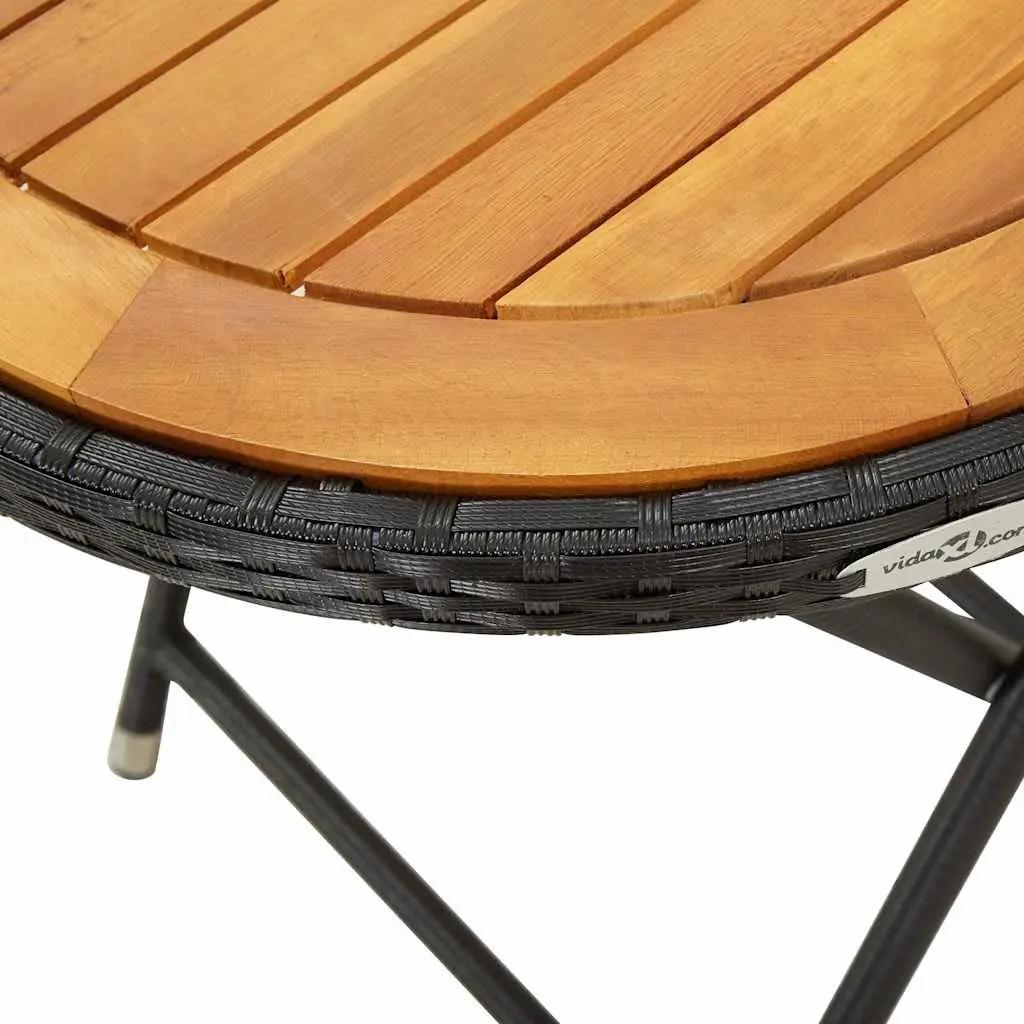 Black Poly Rattan Folding Tea Table 60cm